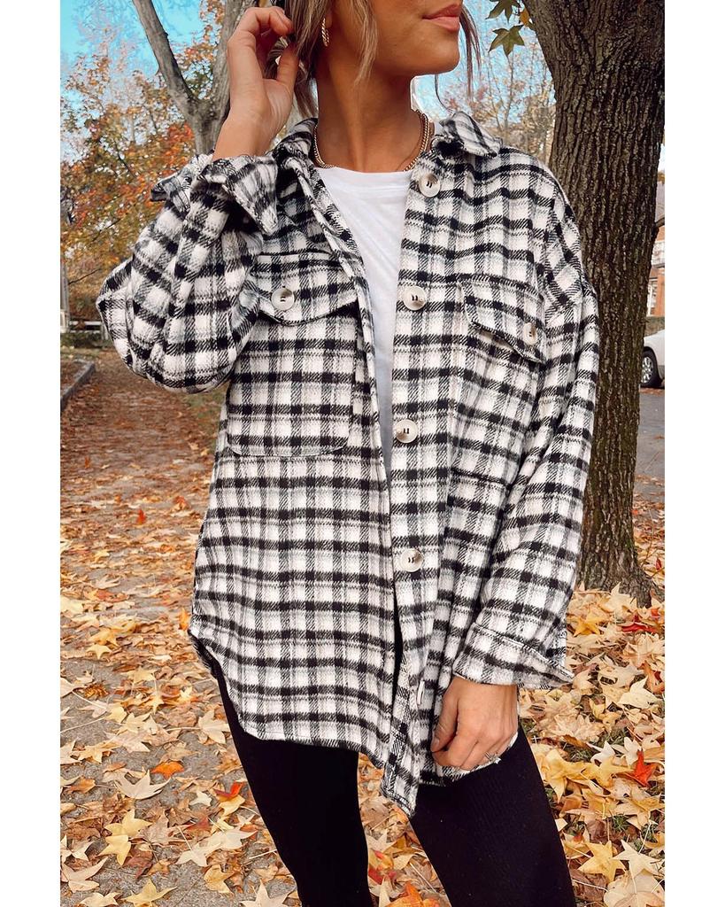 Azura Exchange Plaid Print Buttoned Tunic Shacket