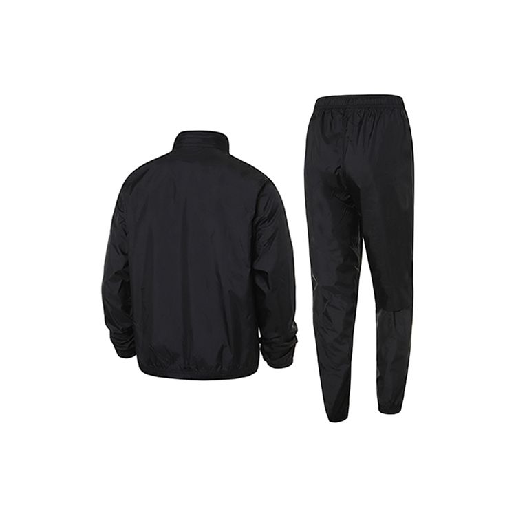 Nike Solid Color Stand Collar Zip Jacket And Elastic Waist Joggers Set Men Sportswear Set Black DR3337-010