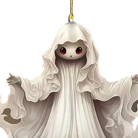 Подвеска для автомобиля на Хэллоуин Призрак 2D Плоский призрак с тыквой Акриловый талисман для зеркала заднего вида автомобиля Аксессуары для подвешивания в салон автомобиля