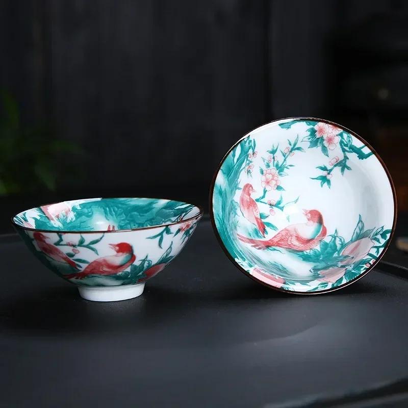 1 шт. китайская бутиковая керамическая чашка для чая, сине-белая фарфоровая чаша для чая, расписанная вручную, чашка для чая для путешествий и медитации, чайный набор 70 мл