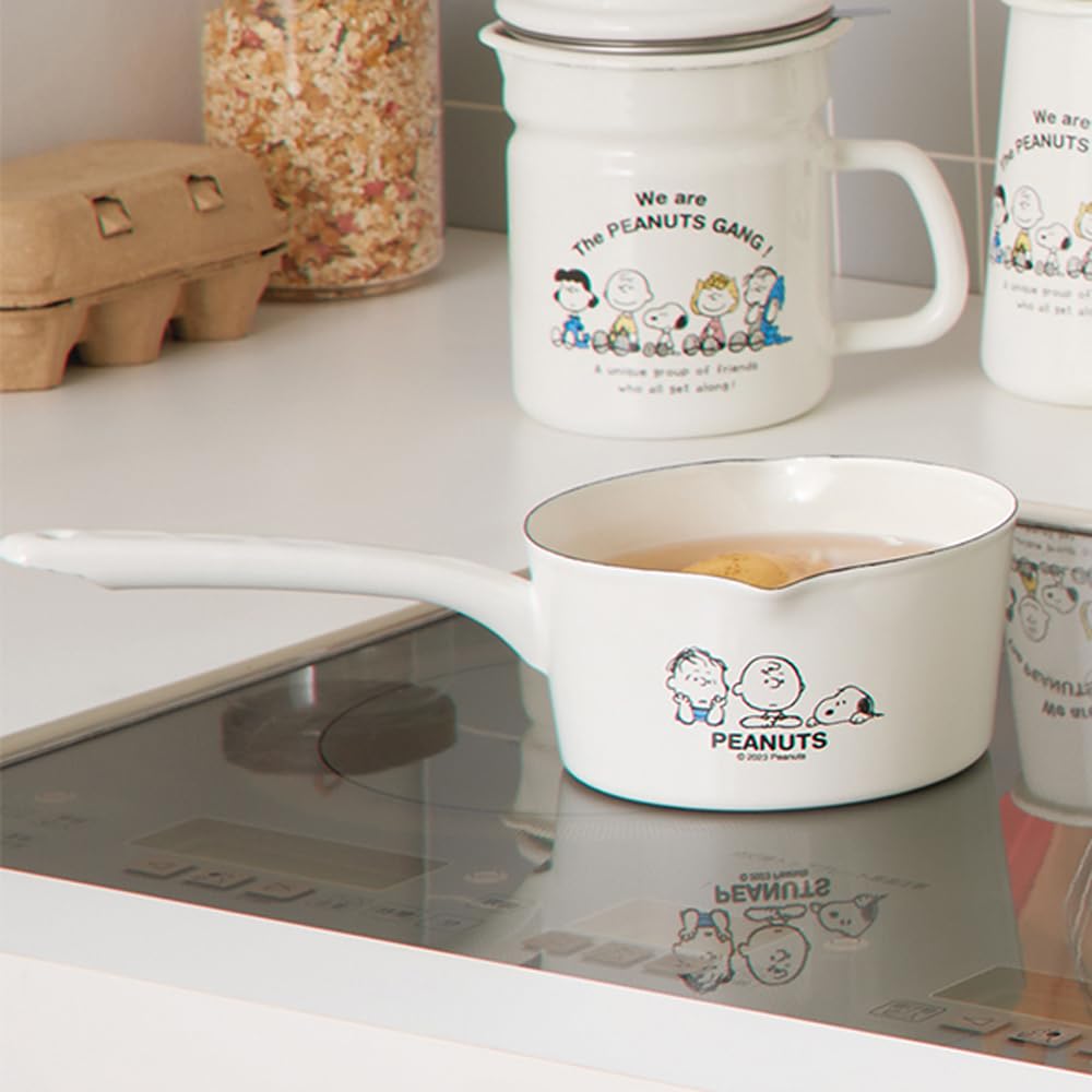 PEANUTS Enamel Milk Pan 15cm Milk Pan Break Time