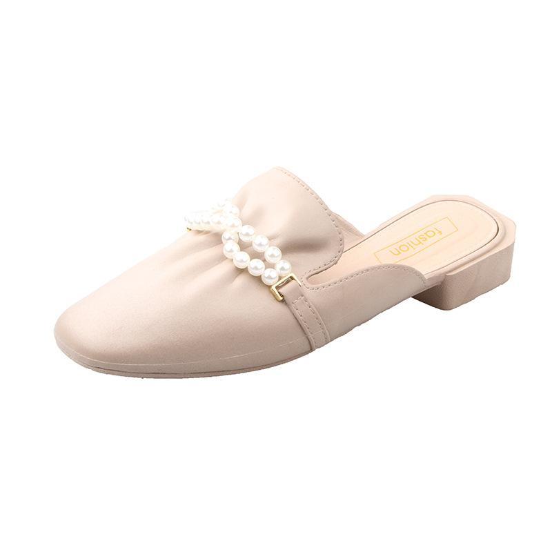 Корейская версия модных полутапочек, женская летняя верхняя одежда, ленивые одиночные туфли Baotou, универсальные женские летние тапочки без шнуровки