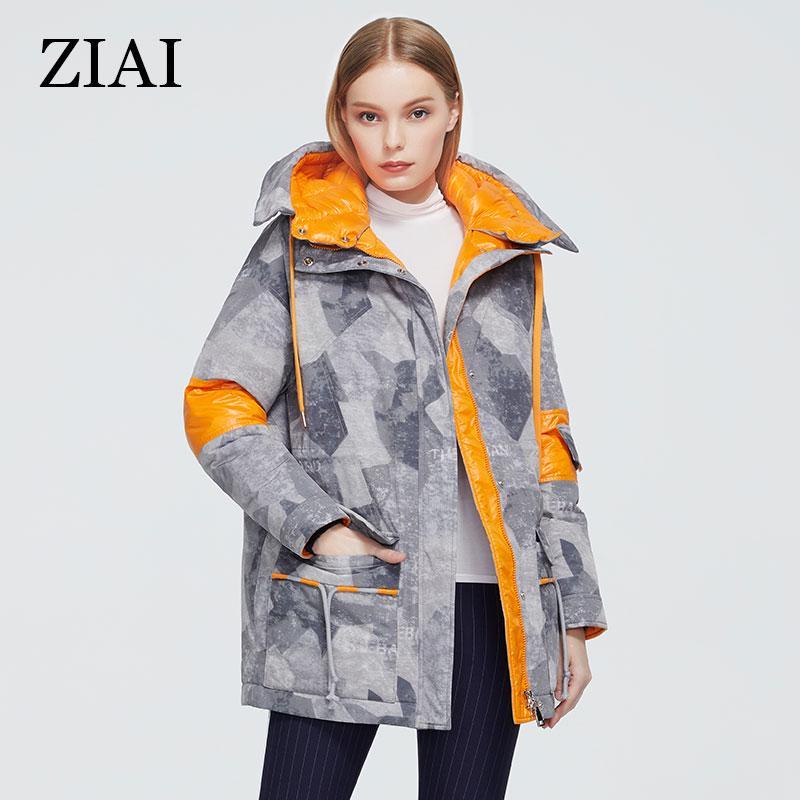 Женская парка ziai, модная женская куртка с карманами, камуфляжная длинная удобная контрастная женская офисная куртка AR-7222