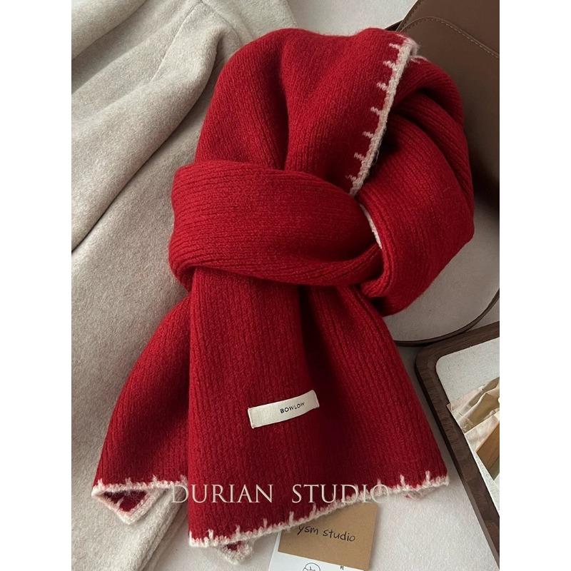 Christmas Scarf Collection Red Scarf Female Autumn and Winter White Student Warm New Scarf Couple Gift