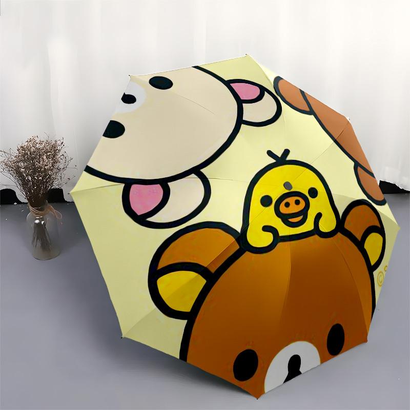 1pc Rilakkuma Friends Circle Umbrella with Plastic Handle,Suitable for All Seasons Home Travel Outdoor UmbrellaM899