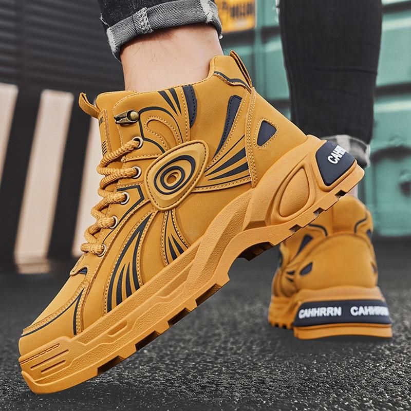 Персонализированные трендовые мужские ботинки высокие ботинки Мартина мужские универсальные рабочие ботинки-локомотивы осень и зима 2024 большие желтые ботинки мужские
