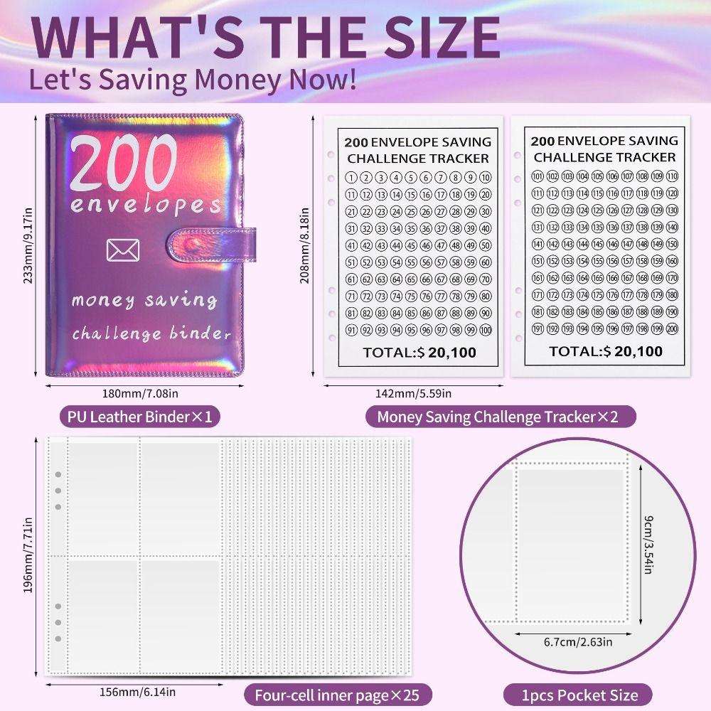 Money Saving Envelope Challenge Binder Habit Cultivation A5 Budget Binders Set  Event Notepad