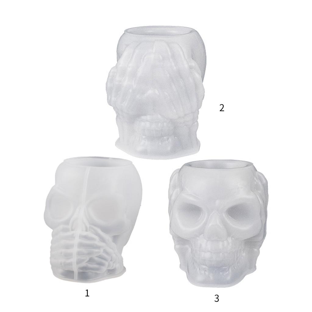Форма для бетонного цветочного горшка в форме черепа, форма для держателя ручки, контейнер для цемента, силиконовая форма, сочная кашпо, форма для бетонной вазы