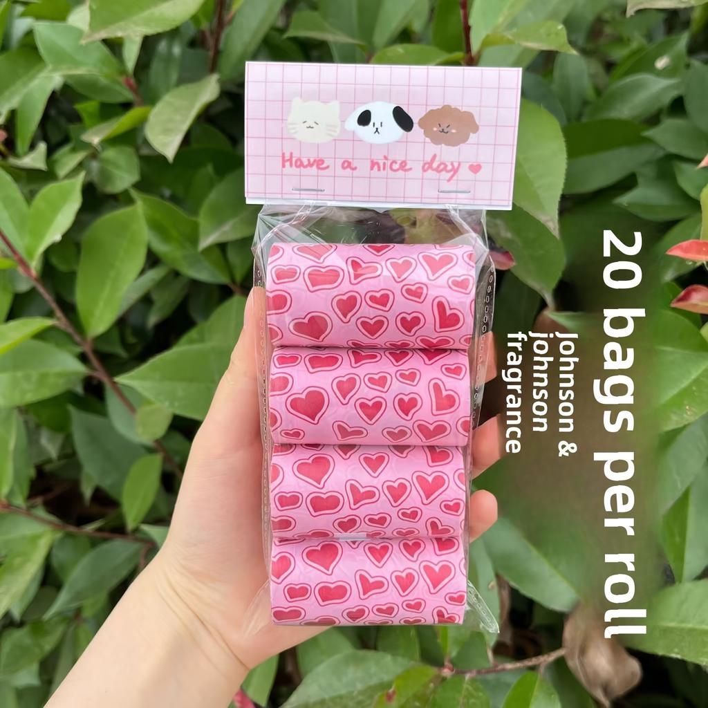 4 рулона по 80 толстых пакетов для собачьих фекалий с ароматом, включая милые и толстые пакеты для собачьих фекалий, пакеты для фекалий и пакеты для сбора фекалий