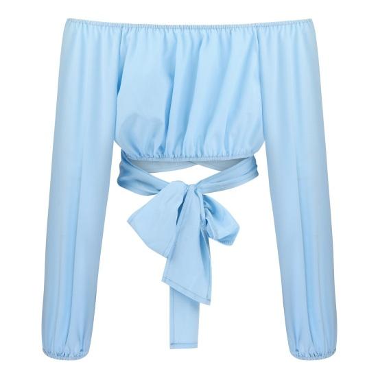 Женские сексуальные укороченные топы с открытыми плечами, блузка с фонарем и длинными рукавами, однотонная свободная футболка на шнуровке с крестом, уличная одежда