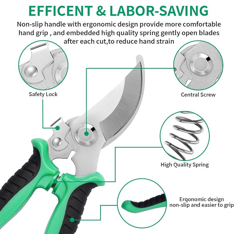 3-piece Stainless Steel Blade Hand-held Trimmer Pruning, Flower Picking, Fruit Picking, Fruit Tree Gardening Scissors
