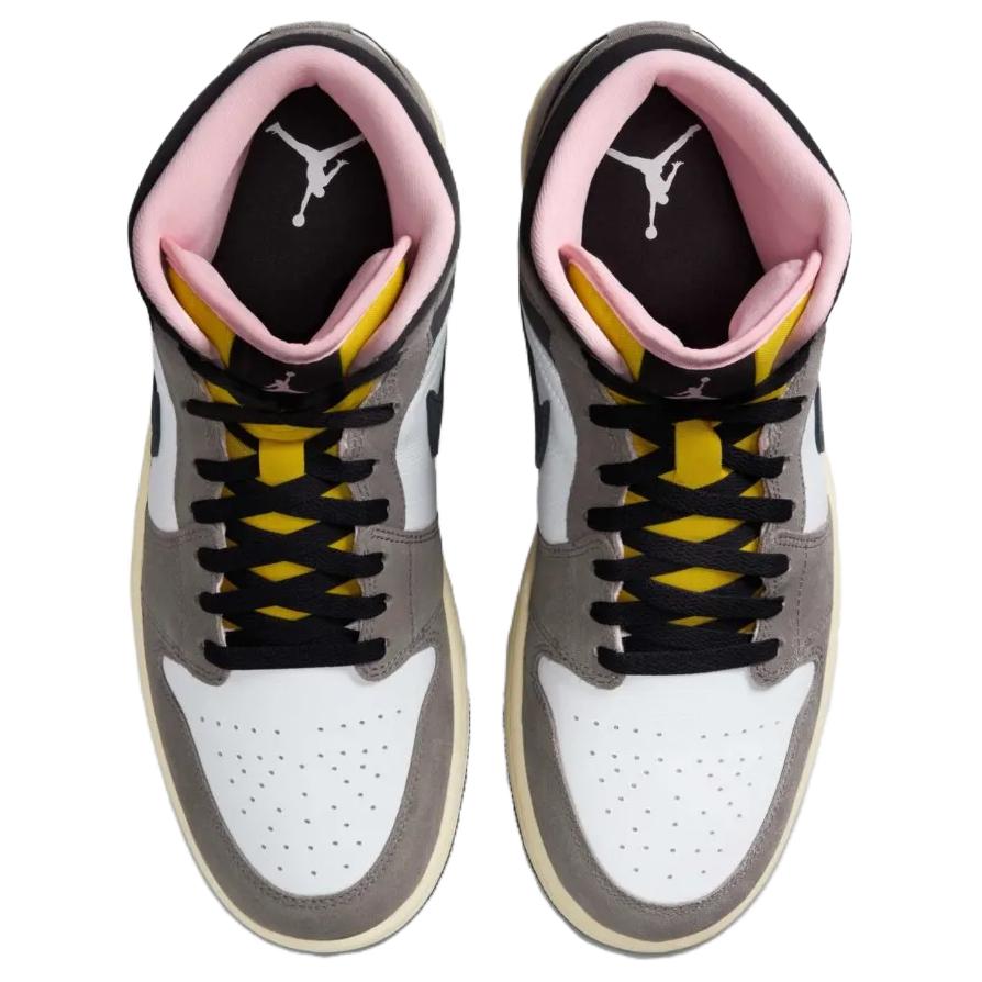 Кроссовки Air Jordan 1 Mid Cave Stone Мужские Серые Белые Масляно-серые HQ2011-100