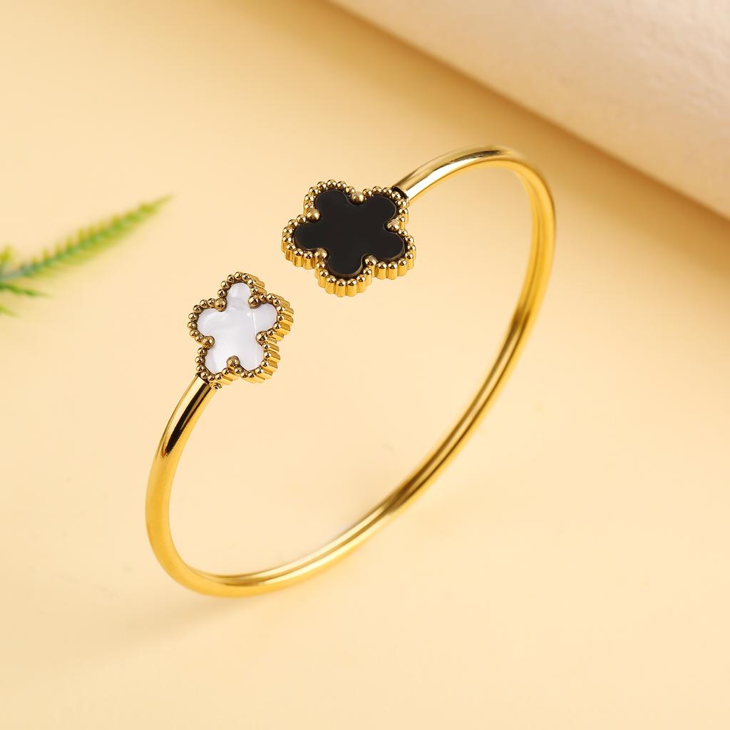 Классический роскошный пятилистный цветок из нержавеющей стали открытый браслет Браслет 'Счастливая трава' Девочка Девочка годовщина свадьба ювелирные изделия Cl