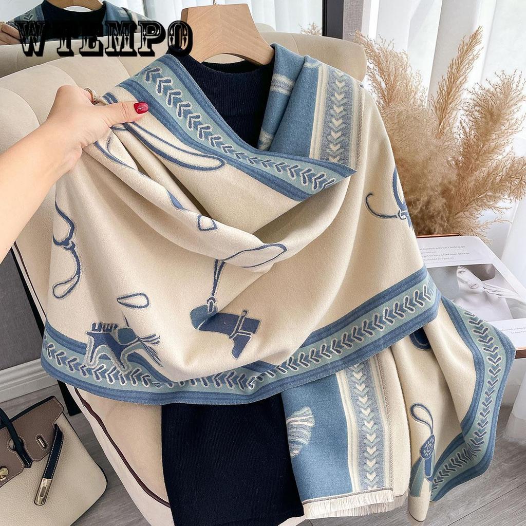 Winter Scarf for Women, Thick and Warm, Geometric Pattern, Soft Polyester Fabric, Classic Style, Non-Stretch, Perfect for Outdoor Activities