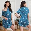Женские ночные рубашки из модала с цветочным принтом, сексуальные ночные рубашки с воротником-лацканом, с короткими рукавами, свободная одежда для сна, летняя пижама