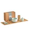 Matcha Tea Ceremony Japanese Tea Ceremony Tea Chashaku Matcha and Whisk 7-Piece Set, Utensils, Bowl, 100-Standing Chasen, (Tea Scoop), Powder, (Green)