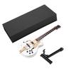 7in White Miniature Electric Guitar Replica with Box Instrument Model Ornaments Christmas Gifts