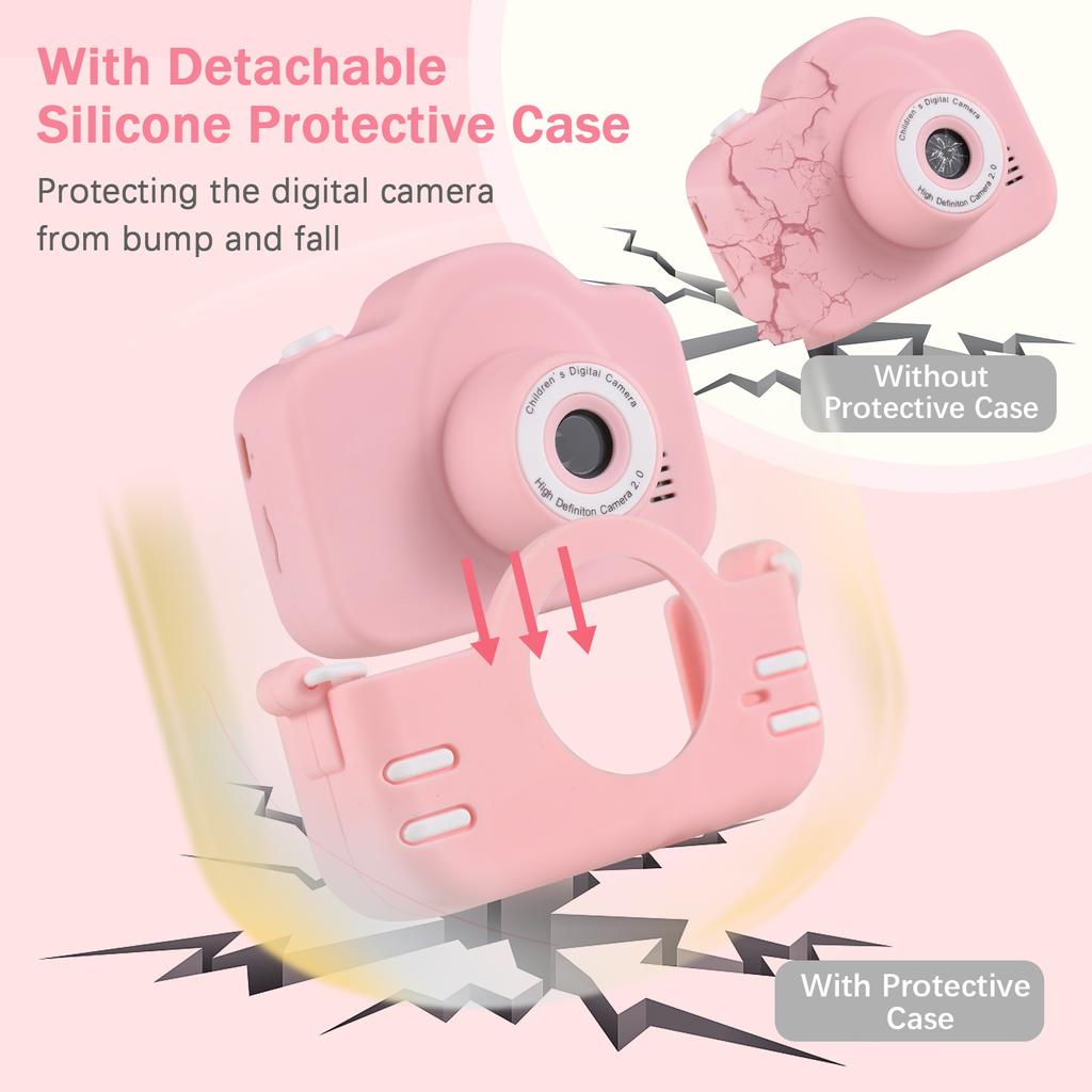 Mini Cartoon Kids Digital Camera 1080P Digital Video Camera for Kids Dual Lens 2.0 Inch IPS Screen