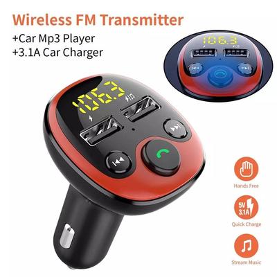 Автомобильный Bluetooth5.0 FM-передатчик Беспроводной модулятор Громкая связь Автомобильный комплект без потерь MP3-плеер 3.1A Быстрое зарядное устройство с двумя USB-портами