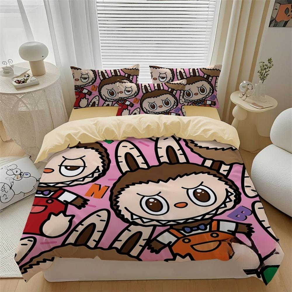 Милый комплект постельного белья Bubu из 2/3 предметов для спальни, детский подарок, подростковый, взрослый, микрофибра, двуспальный пододеяльник на молнии, декор для комнаты