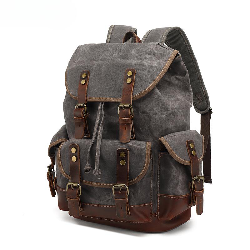 Backpack Men's and Women's Backpacks Outdoor Sports Travel Bag Waxed Canvas Waterproof Travel Computer Bag
