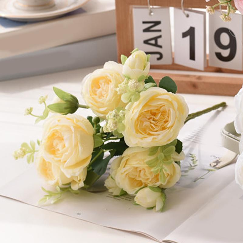 30 см розовый шелковый букет пион искусственный цветок 5 большая голова 4 маленьких бутона невесты свадебное украшение дома искусственный цветок