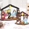 Рождественский вертеп, деревянный рождественский вертеп, христианская религиозная статуэтка, праздничный настольный декор для декора фермерского дома