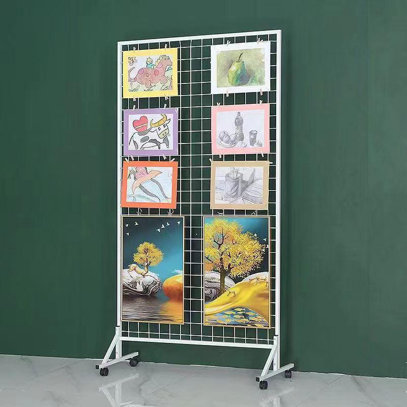 Mobile Art Display Stand: Vertical Folding Grid for Art Exhibitions and Kindergarten Art Shows