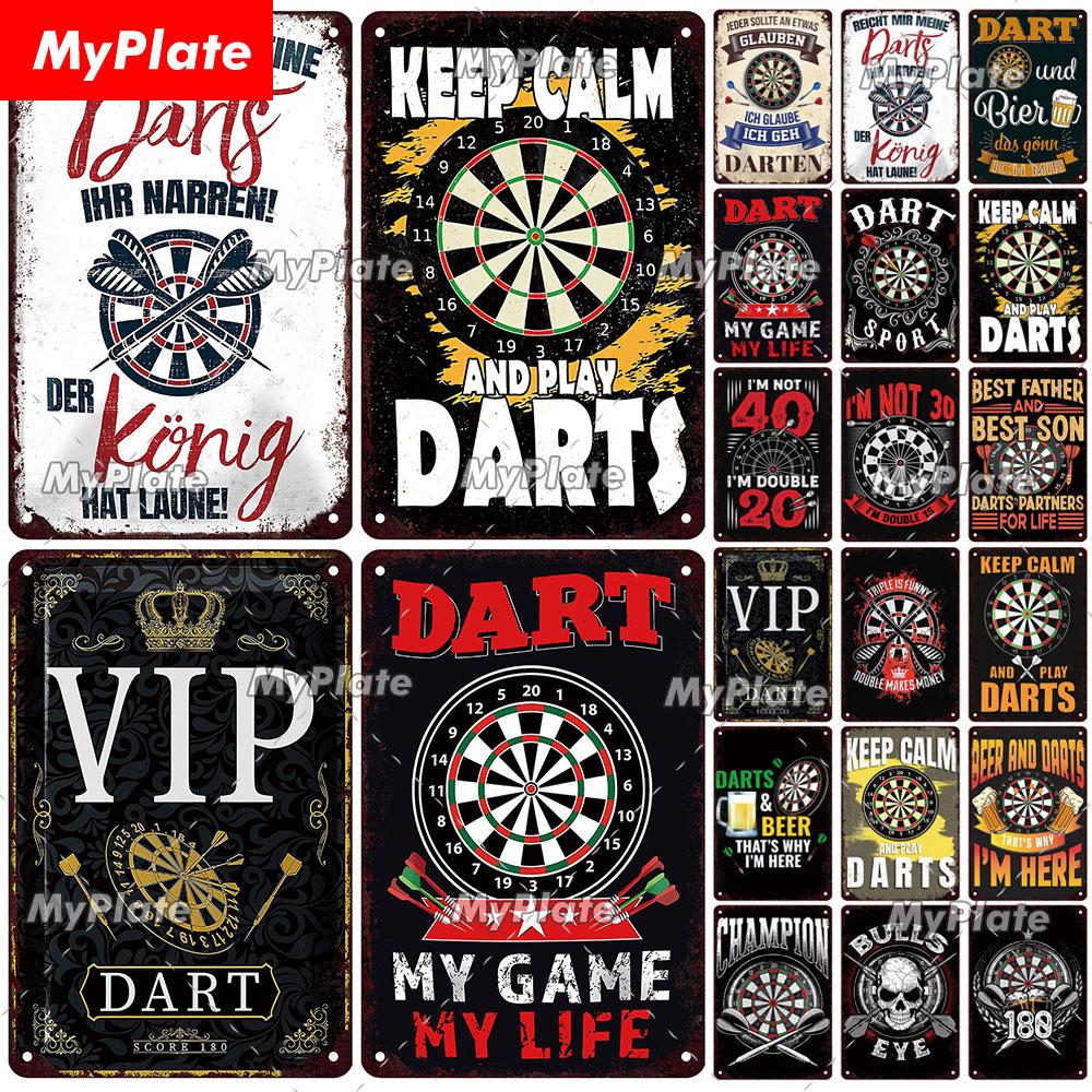 MyPlate Darts 180 Металлическая табличка Пивной бар Винтажная табличка Магазин Жестяная табличка Тарелка Настенный декор Для бара Клуба Художественная картина Постер Подарок