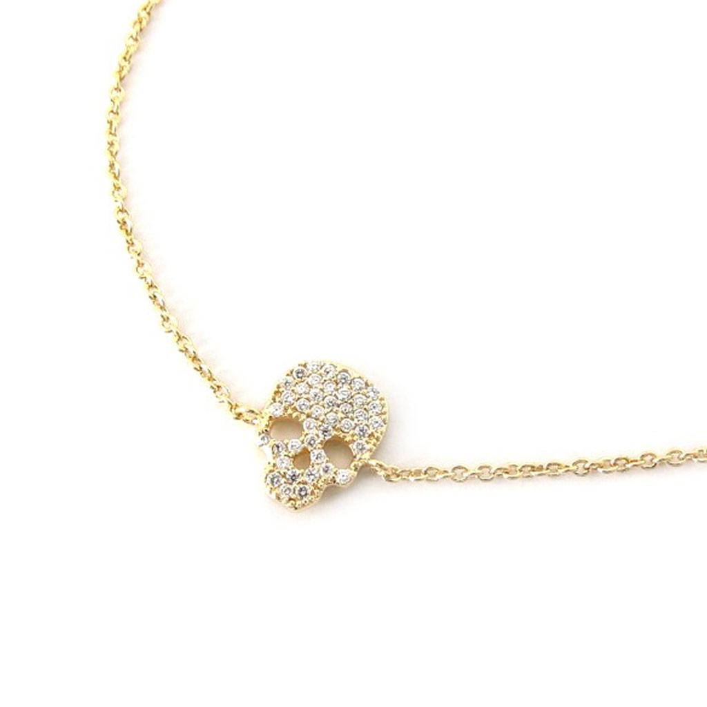 Les Trésors De Lily [K6612] - Gold Plated Bracelet 'Skull' White Gold - 11x8 Mm