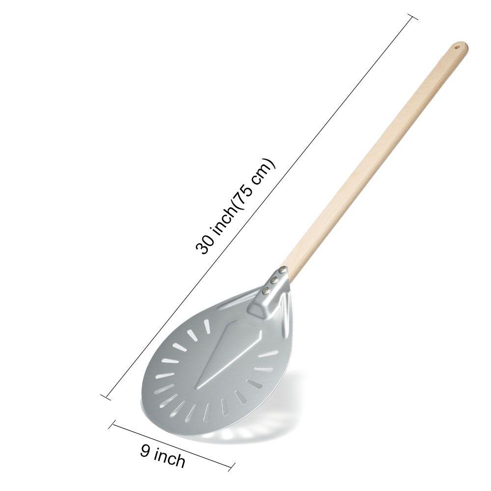 SHANGPEIXUAN Long Handle 7/ 8/ 9 Inch Perforated Pizza Turning Peel Pizza Shovel Aluminum Pizza Peel Non-Slip Handle Pizza Tool