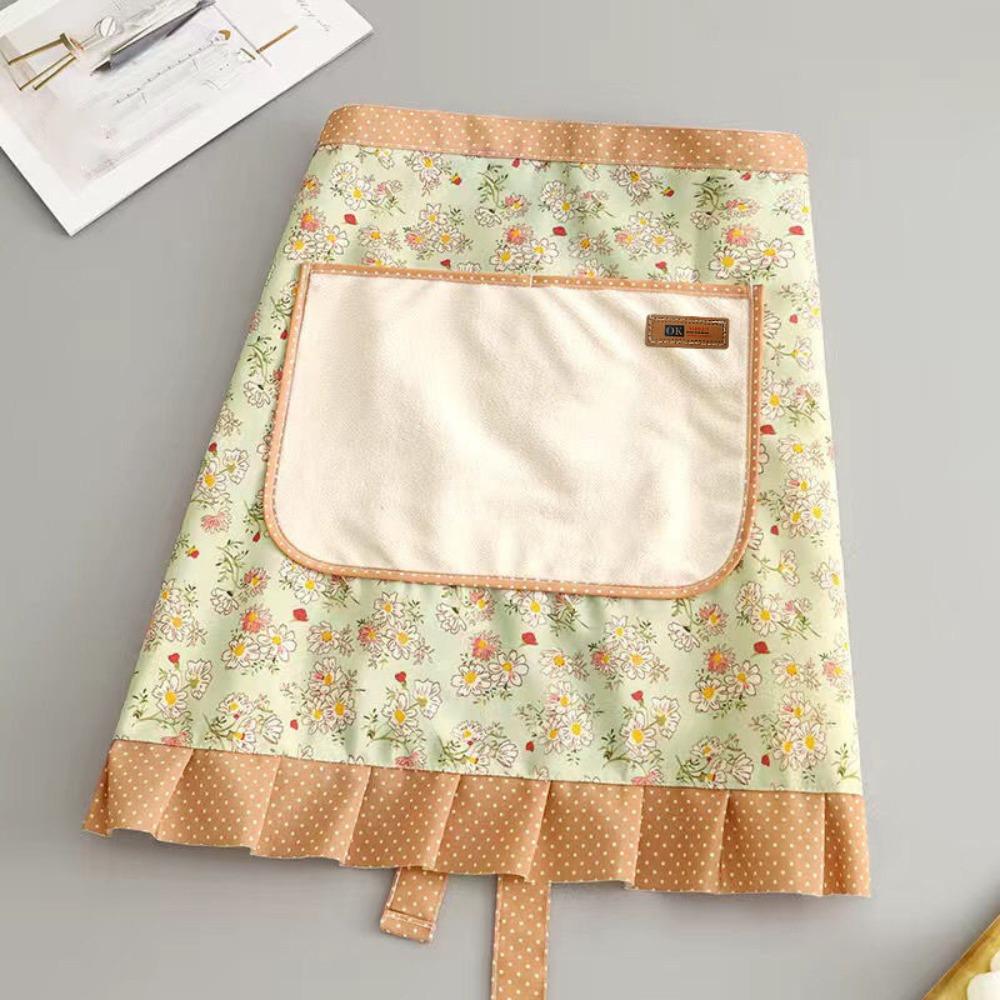 Flower Half-length Apron Canvas Cooking Half-waist Apron Fashion Work Clothes Cooking