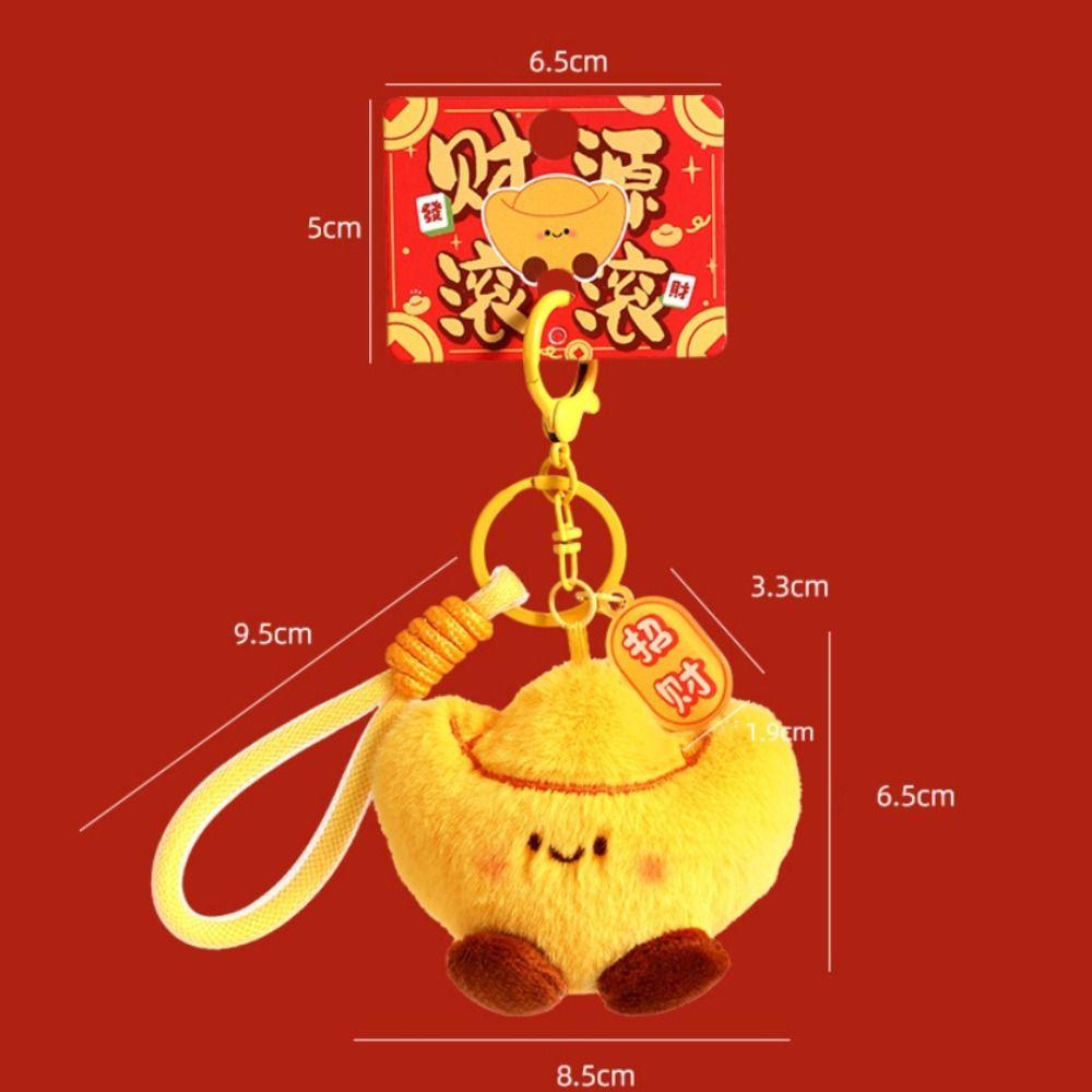 Chinese Style New Year Keyring Blessing Doll Pendant Creative Plush Ingot Keychain Toys