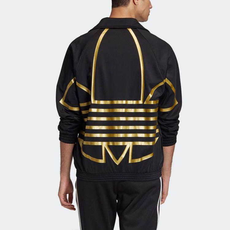 Adidas Originals Trefoil Metallic Logo Stand Collar Zip Jacket Men Jackets Black FS7323