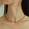 Less Is More Red Glass Beads Necklace
