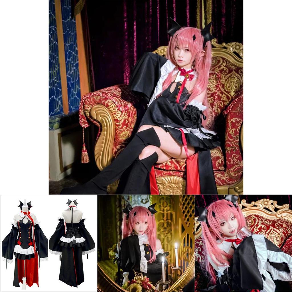 Элегантный костюм для косплея вампира Крул Тепеш из аниме «Последний Серафим» черного цвета