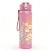 1PC Light Green Leaf Bouquet Art 750ml Color Plastic Sports Water Bottle Leakproof Flip Straw Lid Suitable for Sports Office Home Use