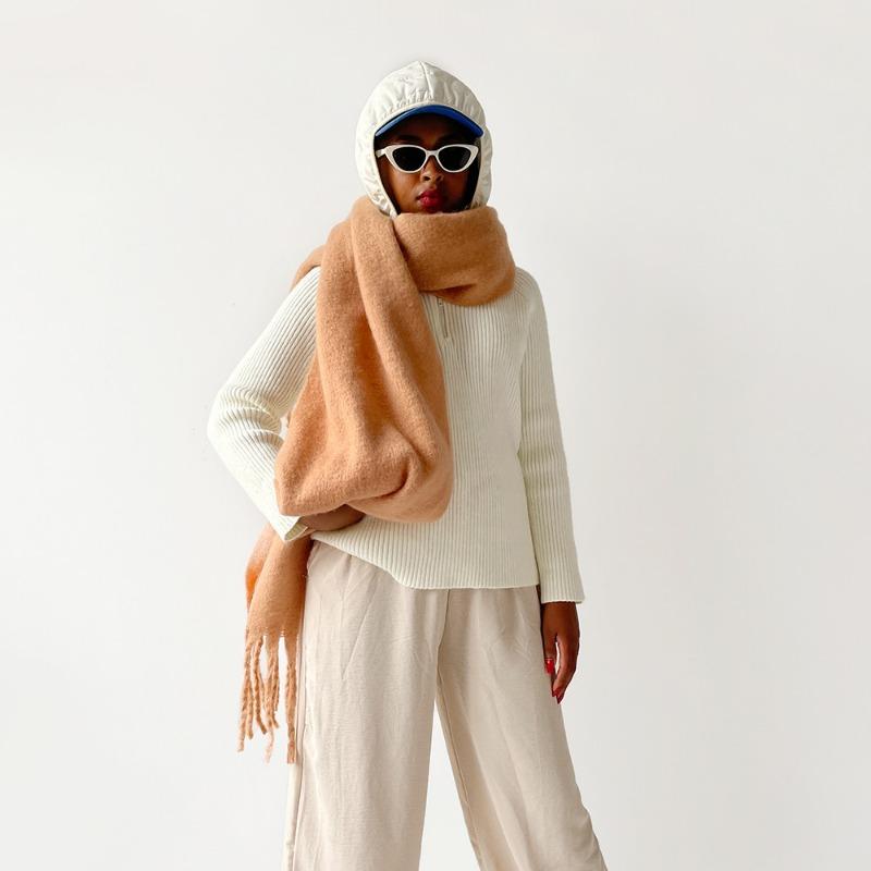 New Mohair Scarf Vacuum Packaging Women's Autumn and Winter Solid Color Warm Scarf