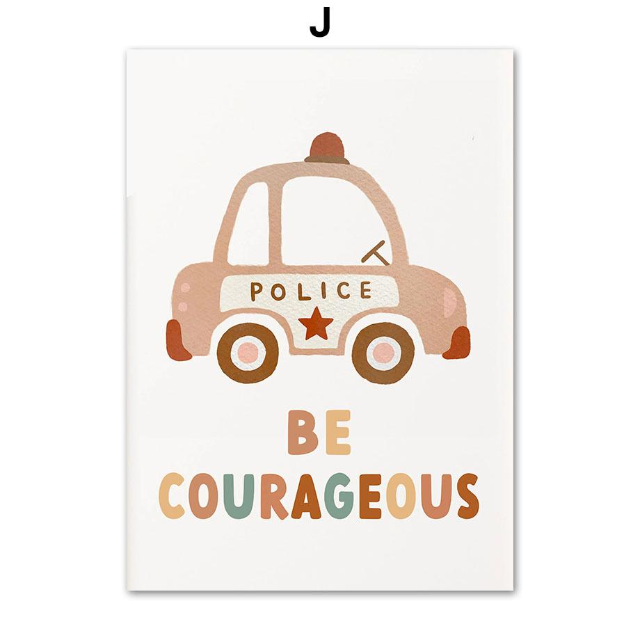 Радуга Облако Алфавит Цифра Пожарная Машина Машина Скорой Помощи Плакаты И Принты Холст Картины Настенные Картины Декор Детской Комнаты