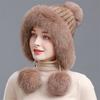 Женская зимняя шапка с шариком из натурального лисьего меха, хит продаж 2022 года, зимняя шапка из норки, женская модная теплая шапка-бини, женский капюшон для взрослых