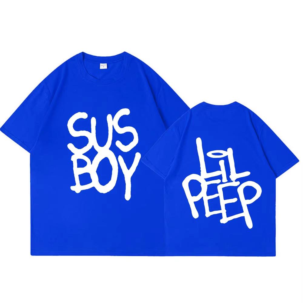 Горячий рэпер Lil Peep Sus Boy Розовая футболка Мужская Женская Мода Хип-хоп Футболка с коротким рукавом Высокое качество Y2k Короткие рукава Классическая