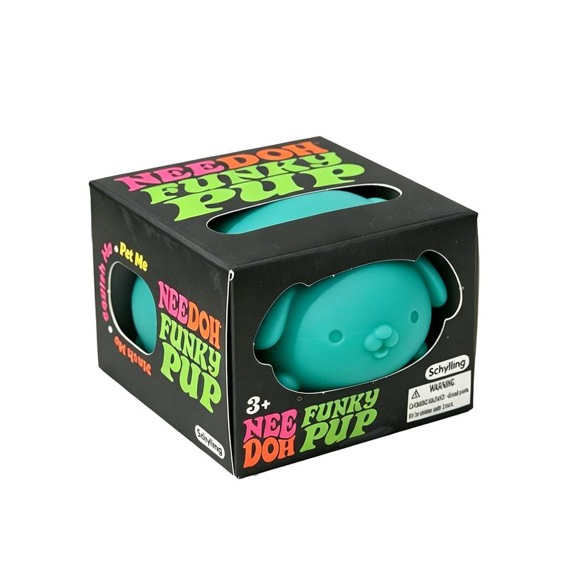 Needoh Cool Cats Funky Pup Сжимающая игрушка Мягкая, наполненная мукой, Быстро отскакивающая, В форме животного, Для снятия стресса, Для кончиков пальцев, Успокаивающая, Игрушка-непоседа
