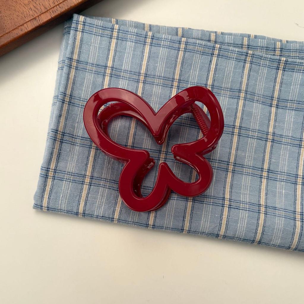 Red Bow Multiple Hair Clips Women's High-end Hair Clip Shark Clip At The Back Of The Head Hair Grabbing Accessory