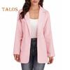 Женский пиджак с лацканами, длинный рукав, открытый спереди, однотонный пиджак в городском стиле, весна-осень, деловая верхняя одежда