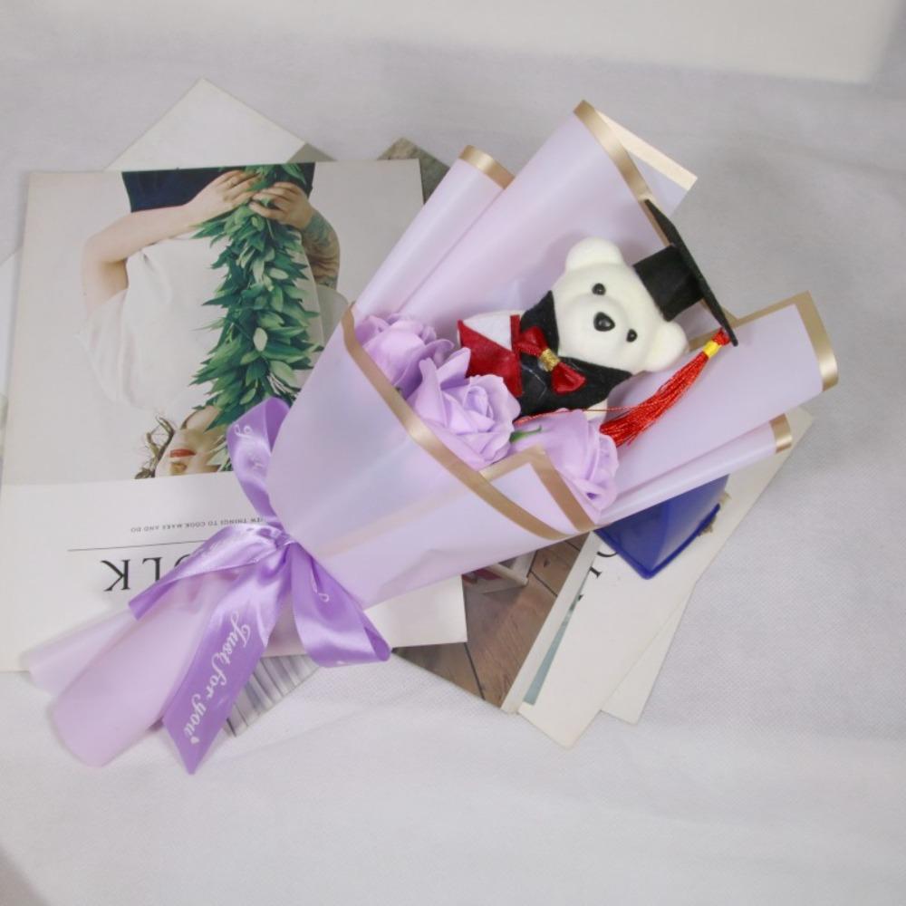 Подсолнух Подсолнух Мыло Цветок Букет Украшение Мультяшный Милый Медведь Церемония Выпуска