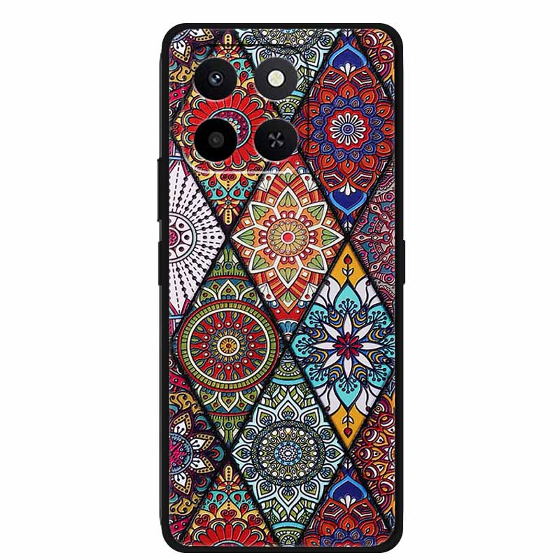 3D чехол для Honor X7d 5G Чехол X 7 d Coque 6.77" Тиснение Цветы Черный Силикон Мягкая задняя крышка Для Honor X7d 4G Чехлы Оболочка Funda