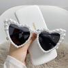 New In Luxury Shimmering Love Pearl Sun Glasses Women Heart Glasses Bling Fine Sunglasses Wedding Party
