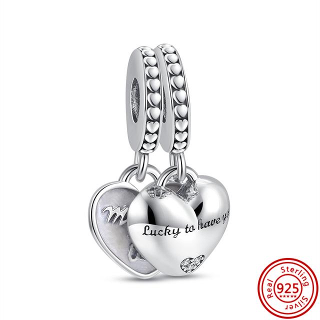 100% стерлингового серебра 925 пробы, подвеска для мамы, бусины в форме сердца навсегда, подходят оригинальные модные подвески, браслет, ювелирные изделия своими руками, подарок на день матери