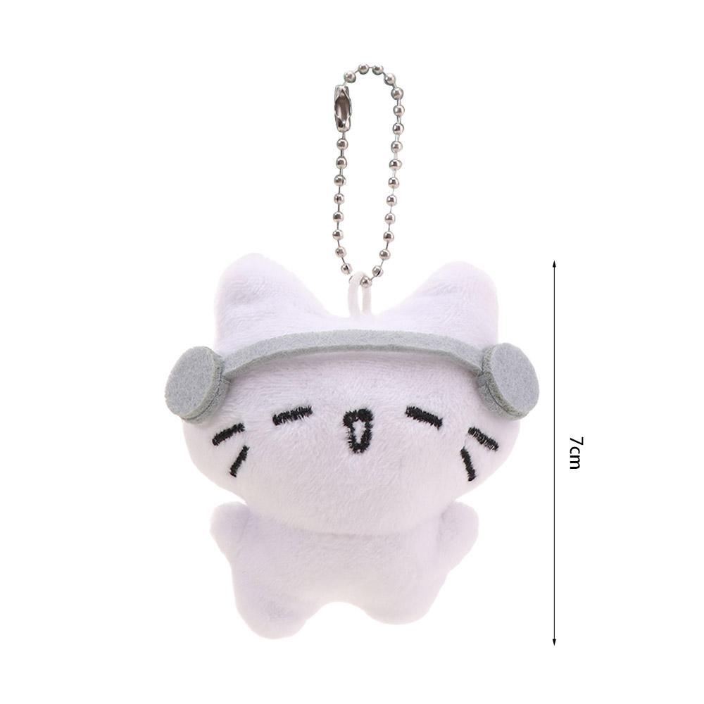 Cartoon Sad Cat Doll Keychain Funny Key Ring Cute Earphones Cat Pendant Friendship