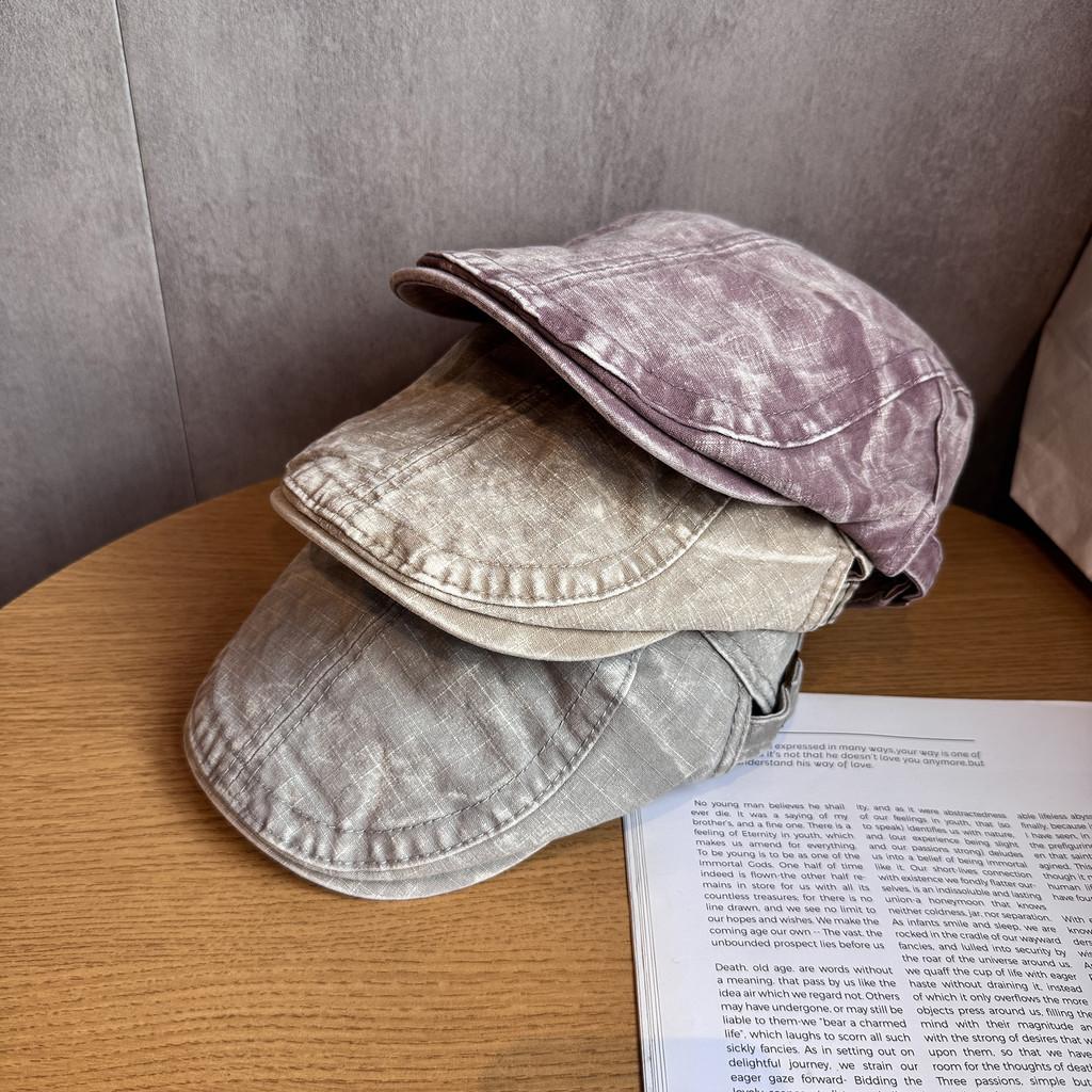 Retro Solid Color Toned Cotton Twill Cap Sunshade Casual Artistic Travel Hats